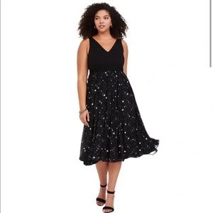 Torrid Black Star Chiffon Midi Dress
